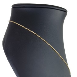 Feines Damencollier aus 585er (14k) Gelbgold mit einem von Zirkoniasteinen besetzten Anhänger in graziösem Design  (Länge ca. 45 cm)