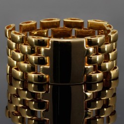Flexibler, aus einzelnen beweglichen Gliedern aufwendig produzierter Damenring aus edlem 18K 750er Gelbgold in zeitlosem Design (Ringgröße ca. 59-60)