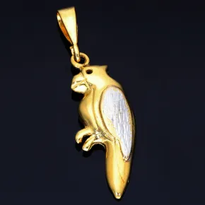 Goldener Papagei-Anhänger aus 14k (585er) Gelbgold und Weißgold (bicolor)