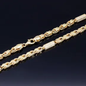 Bling-Bling-Königskette mit Zirkoniabesatz aus 585er Gelbgold (14k)- ca. 60cm lang, 3,3 mm breit, ca. 15,7g