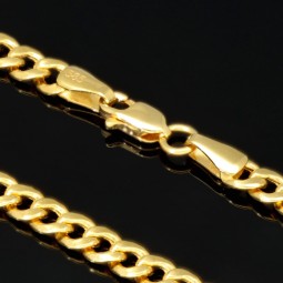 Glänzende Panzerkette aus edlem 585 /14k Gold  (ca. 4 mm breit und 51 cm lang)