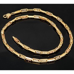 Exquisite Ankerkette aus hochwertigem 585 / 14K Tricolor Gold (Gelbgold, Weißgold und Roségold) für Herren und Damen (ca. 60cm Länge)