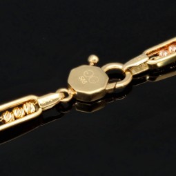 Exquisite Ankerkette aus hochwertigem 585 / 14K Tricolor Gold (Gelbgold, Weißgold und Roségold) für Herren und Damen (ca. 60cm Länge)