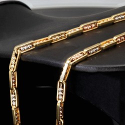 Exquisite Ankerkette aus hochwertigem 585 / 14K Tricolor Gold (Gelbgold, Weißgold und Roségold) für Herren und Damen (ca. 60cm Länge)
