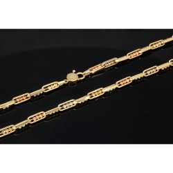 Exquisite Ankerkette aus hochwertigem 585 / 14K Tricolor Gold (Gelbgold, Weißgold und Roségold) für Herren und Damen (ca. 60cm Länge)