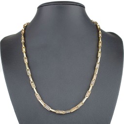 Exquisite Ankerkette aus hochwertigem 585 / 14K Tricolor Gold (Gelbgold, Weißgold und Roségold) für Herren und Damen (ca. 60cm Länge)