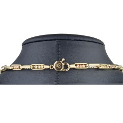 Exquisite Ankerkette aus hochwertigem 585 / 14K Tricolor Gold (Gelbgold, Weißgold und Roségold) für Herren und Damen (ca. 60cm Länge)