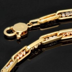Exquisite Ankerkette aus hochwertigem 585 / 14K Tricolor Gold (Gelbgold, Weißgold und Roségold) für Herren und Damen (ca. 60cm Länge)