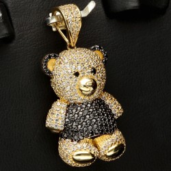 Bling Bling Panda-Bär-Anhänger aus edlem 585 14K Gold besetzt mit funkelnden Zirkoniasteinen