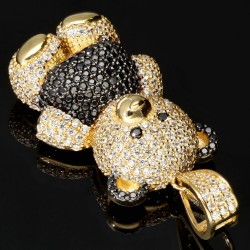 Bling Bling Panda-Bär-Anhänger aus edlem 585 14K Gold besetzt mit funkelnden Zirkoniasteinen