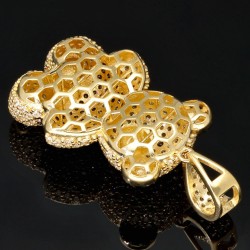 Bling Bling Panda-Bär-Anhänger aus edlem 585 14K Gold besetzt mit funkelnden Zirkoniasteinen