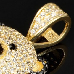 Bling Bling Panda-Bär-Anhänger aus edlem 585 14K Gold besetzt mit funkelnden Zirkoniasteinen