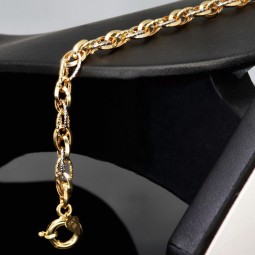 Bicolor Armband aus funkelnden 585 14K Gold in außergewöhnlichem Design in ca. 20,5 cm Länge