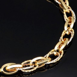 Bicolor Armband aus funkelnden 585 14K Gold in außergewöhnlichem Design in ca. 20,5 cm Länge