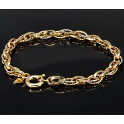 Bicolor Armband aus funkelnden 585 14K Gold in außergewöhnlichem Design in ca. 20,5 cm Länge