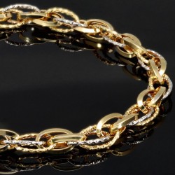 Bicolor Armband aus funkelnden 585 14K Gold in außergewöhnlichem Design in ca. 20,5 cm Länge