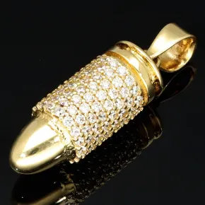 Gold-Anhänger - Patrone aus 14K 585 Gold (Gelbgold) mit Zirkoniabesatz