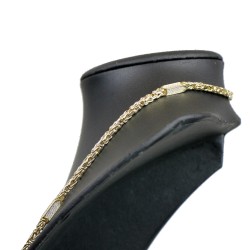 Bling-Bling Königskette mit Zirkoniabesatz aus 14K 585er Gold (Gelbgold) - ca. 65cm, 4,5 mm, 28g