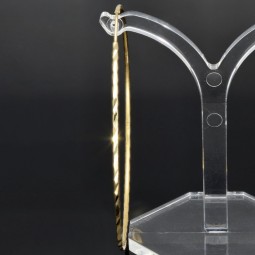 Elegante XXL Creolen / Hoops mit diagonalem Muster in 585er 14K Gold (Gelbgold)