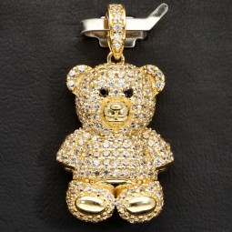 Teddy Bär-Anhänger aus 14K 585 Gelbgold mit glitzernden Zirkonia besetzt