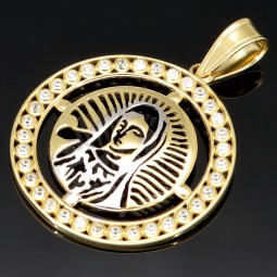 Heilige Maria - Hochwertig produzierter Anhänger aus Bicolor 585er 14 Karat Gold (Gelbgold und Weißgold)