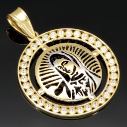 Heilige Maria - Hochwertig produzierter Anhänger aus Bicolor 585er 14 Karat Gold (Gelbgold und Weißgold)