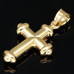 Glänzender Jesus Christus Kreuzanhänger aus 14k / 585er Bicolor Gold (Gelbgold und Weißgold)