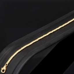 Längenverstellbares Armband, mit vielen kleinen Goldkügelchen bestückt, aus 585 14K Gelbgold in ca. 17,5 - 20 cm Länge