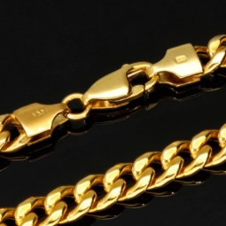 Edle Panzerkette aus glänzendem Gold (8K, 333 Gelbgold) in ca. 5 mm, 47 cm (ca. 14,1g)