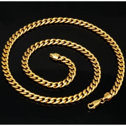 Edle Panzerkette aus glänzendem Gold (8K, 333 Gelbgold) in ca. 5 mm, 47 cm (ca. 14,1g)