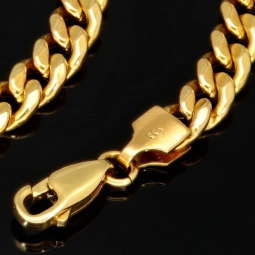 Edle Panzerkette aus glänzendem Gold (8K, 333 Gelbgold) in ca. 5 mm, 47 cm (ca. 14,1g)