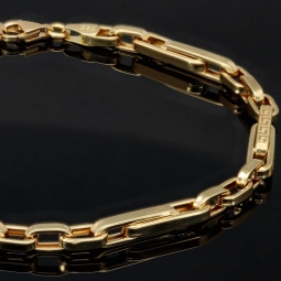 Hochwertig produziertes Ankerarmband aus edlem Gold mit Greco-Design ca. 21cm lang und 4mm breit (585 / 14k Gelbgold)