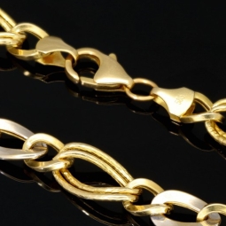 Sehr schöne Goldkette in zeitlosem Design aus 585 / 14K Bicolor Gold (Weißgold und Gelbgold) (ca. 56 cm)