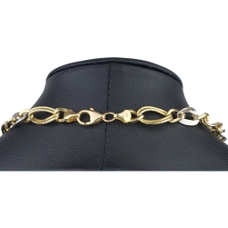 Sehr schöne Goldkette in zeitlosem Design aus 585 / 14K Bicolor Gold (Weißgold und Gelbgold) (ca. 56 cm)