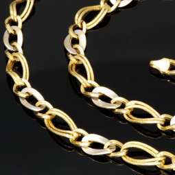 Sehr schöne Goldkette in zeitlosem Design aus 585 / 14K Bicolor Gold (Weißgold und Gelbgold) (ca. 56 cm)