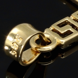 Jesus Christus Kreuz-Anhänger mit Greco Design aus glanzvollem 14k / 585 Bicolor Gold (Gelbgold und Weißgold)