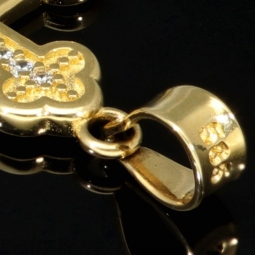 Massiver Kreuz-Anhänger - Kruzifix aus 14k / 585 Gold (Gelbgold) mit Zirkoniabesatz