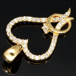 Anhänger - Motiv Herz mit verschlungenem Ring in 585er 14K Gold (Gelbgold) mit Zirkonia besetzt