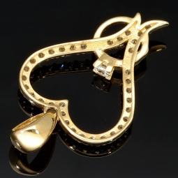 Anhänger - Motiv Herz mit verschlungenem Ring in 585er 14K Gold (Gelbgold) mit Zirkonia besetzt