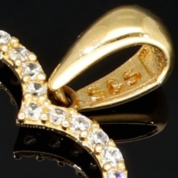 Anhänger - Motiv Herz mit verschlungenem Ring in 585er 14K Gold (Gelbgold) mit Zirkonia besetzt
