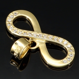 Infinity - Gold-Anhänger in Form der Unendlichkeitsschleife aus 585 14K Gelbgold mit funkelnden Zirkonia besetzt