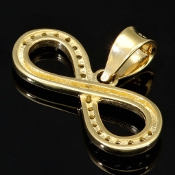 Infinity - Gold-Anhänger in Form der Unendlichkeitsschleife aus 585 14K Gelbgold mit funkelnden Zirkonia besetzt