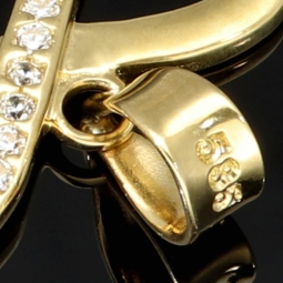 Infinity - Gold-Anhänger in Form der Unendlichkeitsschleife aus 585 14K Gelbgold mit funkelnden Zirkonia besetzt