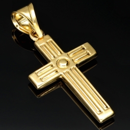 Kreuz Anhänger in zeitlosem Design aus edlem 14 karätigem 585 Gold