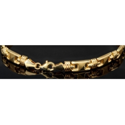 Gold-Armband aus wertvollem 14K 585er Gelbgold (ca. 21 cm Länge und 6mm Breite) mit halb poliertem und halb mattiertem Design