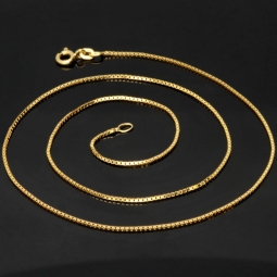 Edle Venezianerkette aus exquisitem Gelbgold (585 14k Gold) für Damen (45cm Länge, ca. 1mm) mit FBM-Stempel