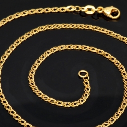 Funkelnde Goldkette mit feinem, stilvollem Muster in edlem Gold (585 14k Gelbgold, ca. 45cm lang, 2mm breit)