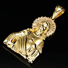 Jesus Christus-Anhänger aus edlem 14k / 585 Gold (Gelbgold) mit glitzernden Zirkonia