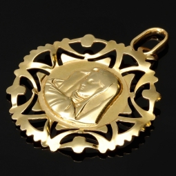 Heilige Maria - Filigraner Anhänger aus glänzendem Gelbgold (585er 14 Karat Gold)