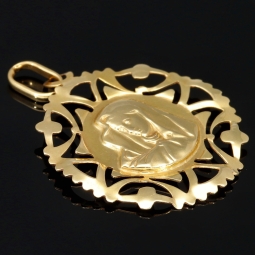 Heilige Maria - Filigraner Anhänger aus glänzendem Gelbgold (585er 14 Karat Gold)